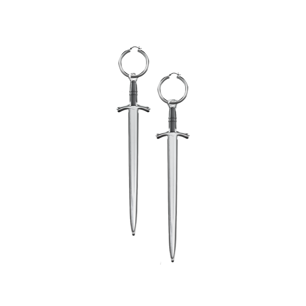 Sword Saber Earrings in Sterling Silver by Paxton Jewelry Fish Hook